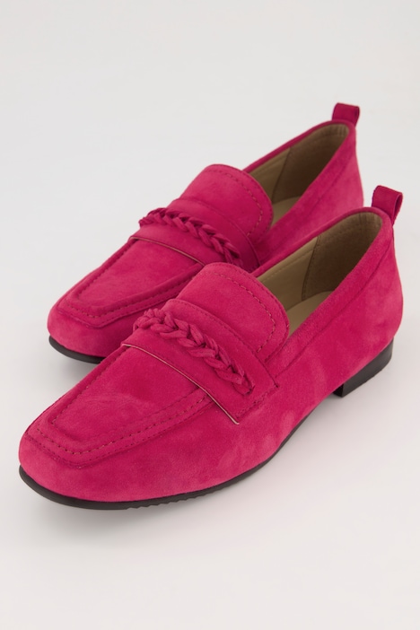Leder-Loafer, Flechtriemen, Wechselfußbett, Weite H