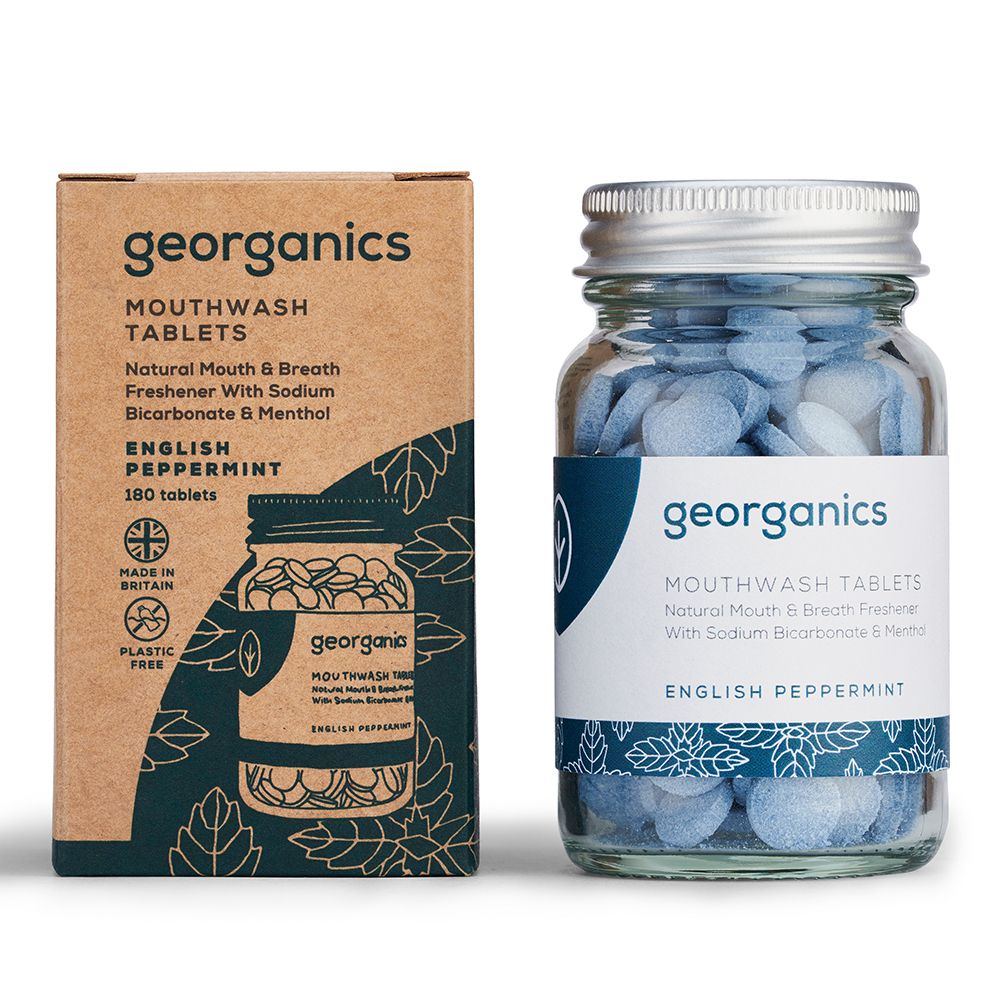 georganics Mundwasser Tabs englische Pfefferminze