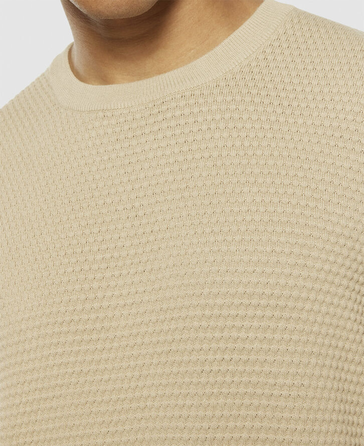 Knowledge Cotton Apparel VAGN regular bubble knit crew neck - Regenerative Organic Ce Light feather gray