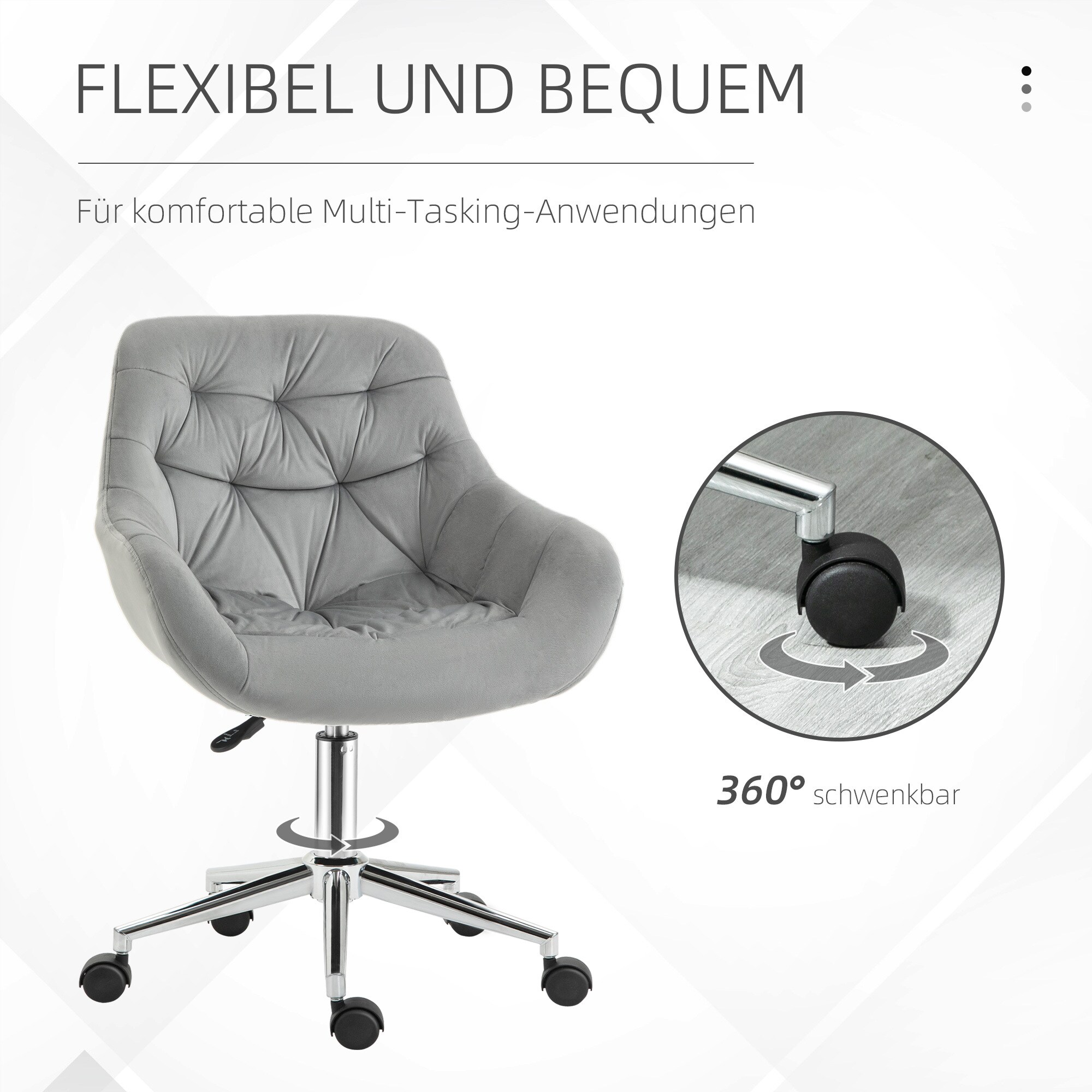 Vinsetto Bürostuhl mit Polsterung grau 59B x 58T x 90H cm