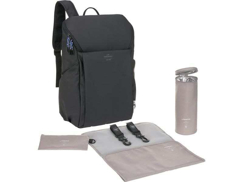 Lässig Wickelrucksack Slender Up Schwarz Rucksack mit durchdachtem Stauraum und umfangreichem Wickelzubehör