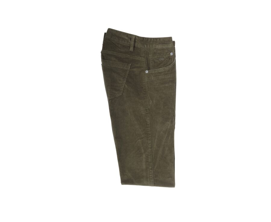 Pantalon 5 poches velours homme Olive - KARS