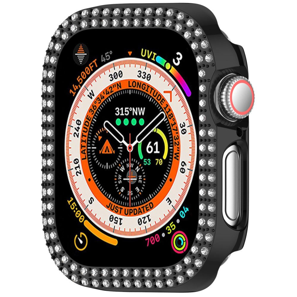 Apple Watch Series 11 / Series 10 (46mm) Galvanisierte Glitzer Strass Bumper Hülle - Schwarz
