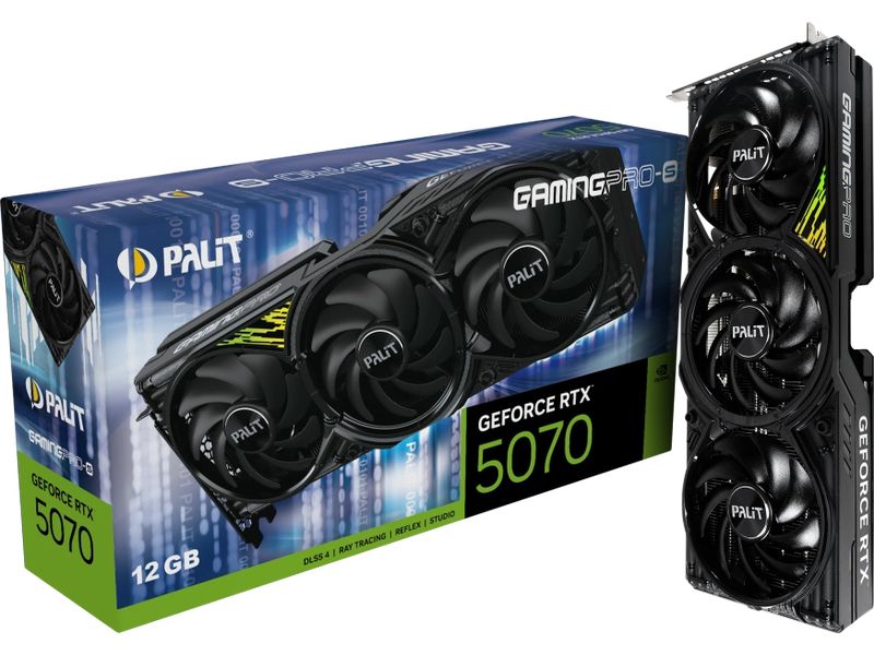 Palit Grafikkarte RTX5070Ti GamingPro-S 16 GB Gamer-Grafikkarte mit 16 GB GDDR7-Speicher, ermöglicht Auflösungen bis zu 8k