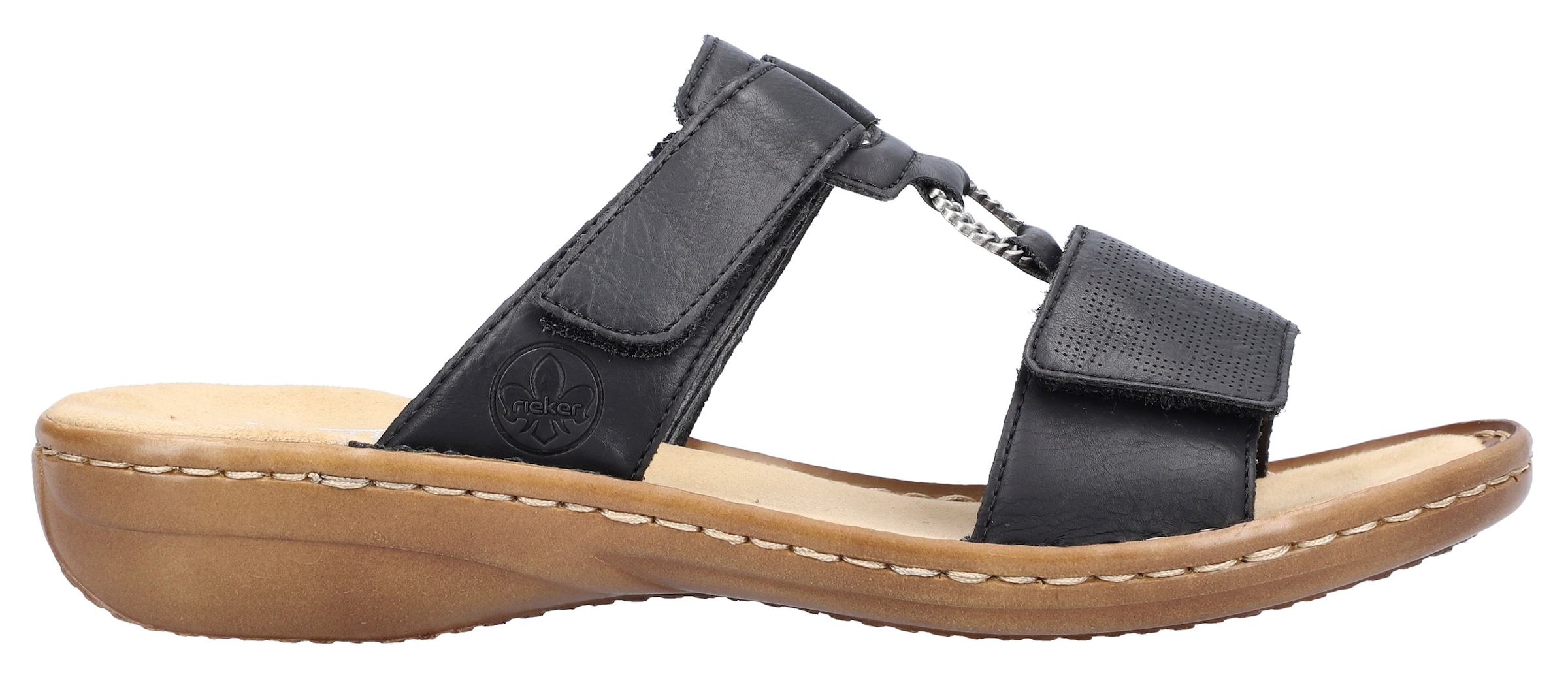 Rieker Pantolette  , Keilabsatz, Sommerschuh, Schlappen mit Schmuckring