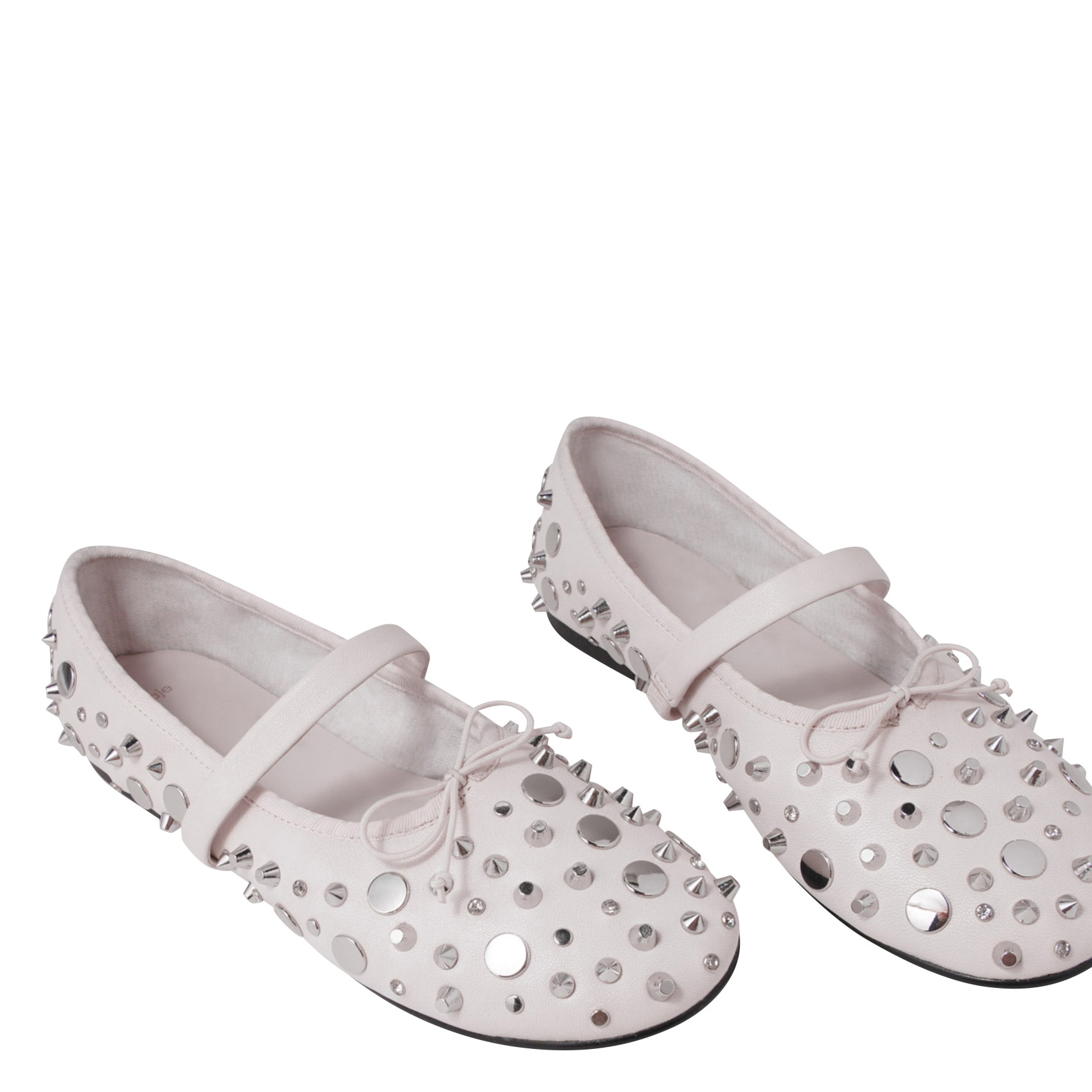 Ballerines à clous et studs en cuir | Blanc