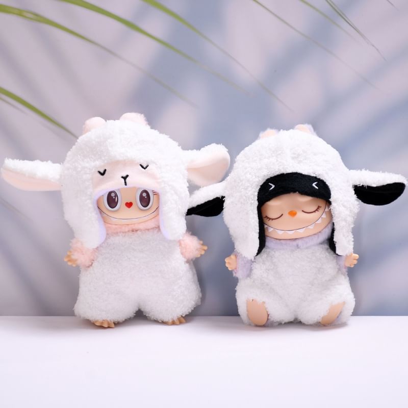 Miumi - Set: Dierenschaap Hoed + Kostuum Poppenkleding - 17cm