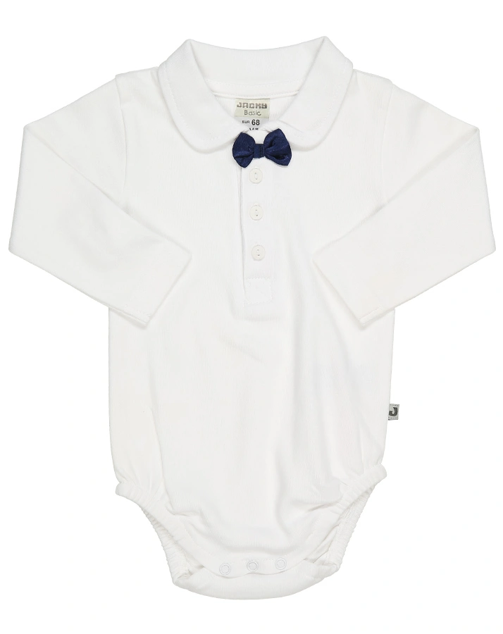Langarm-Body CLASSIC BOYS mit Fliege in weiß