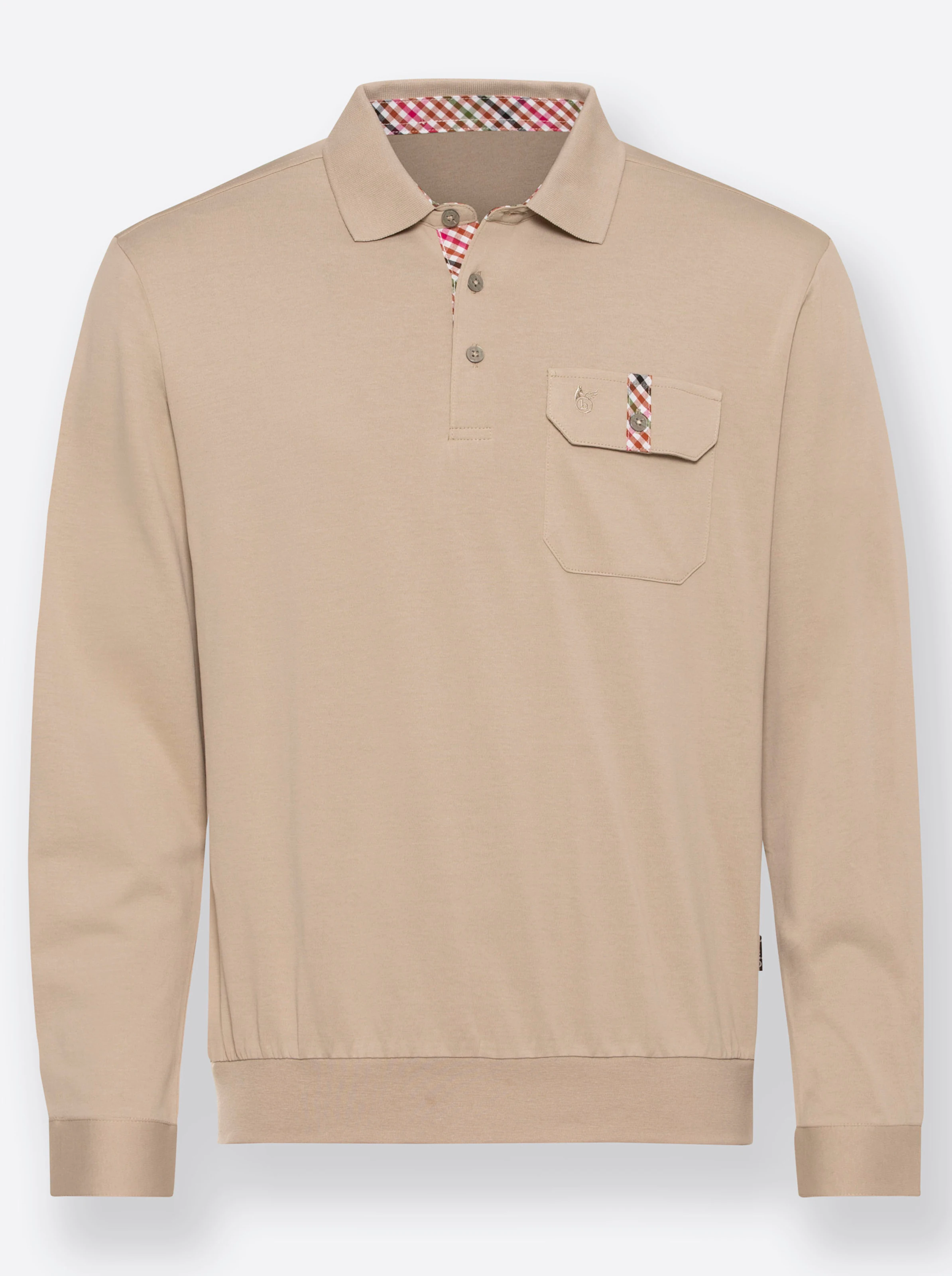 Hajo Langarm-Poloshirt in sesam