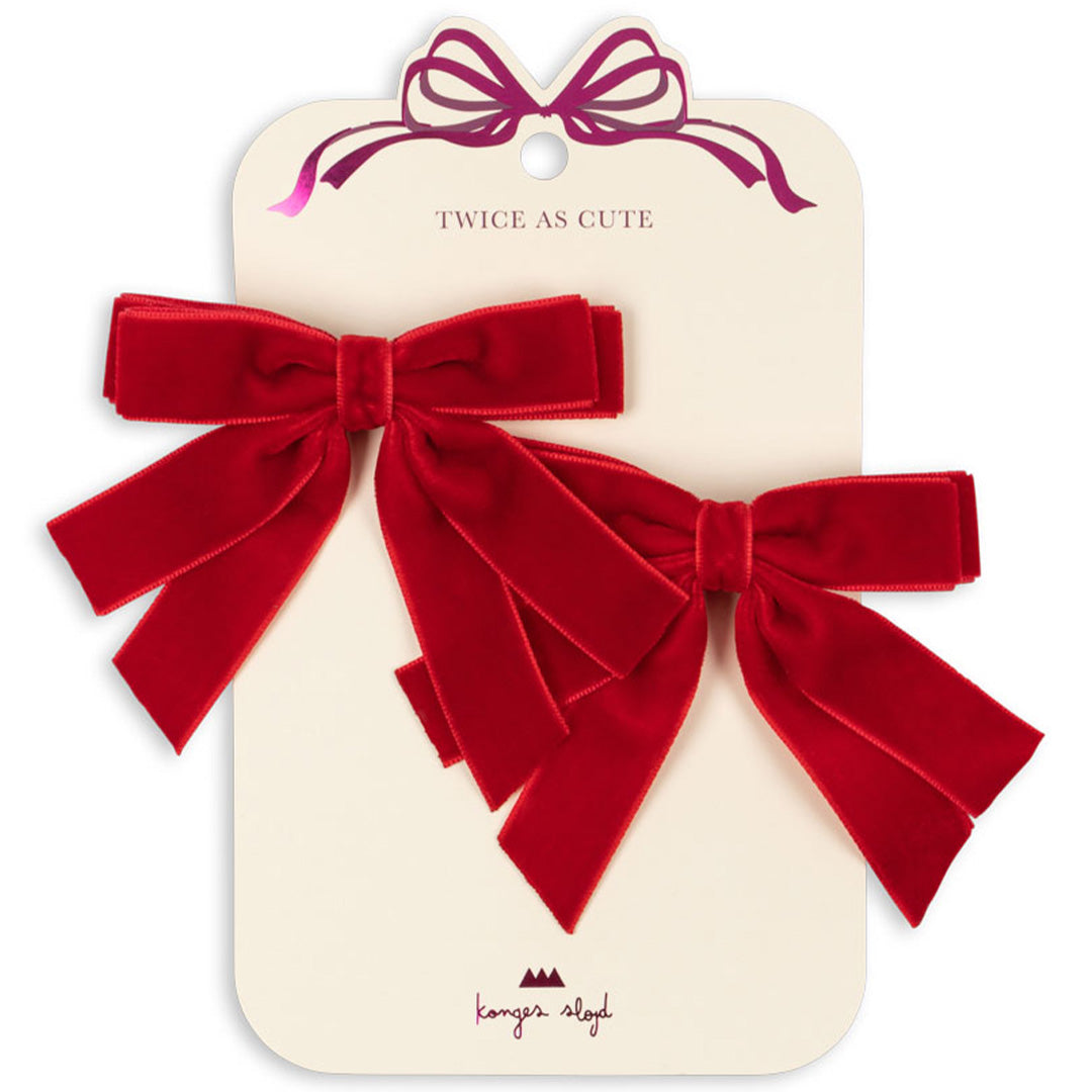 konges sløjd haarclips velvet double bow - barbados cherry - 2st