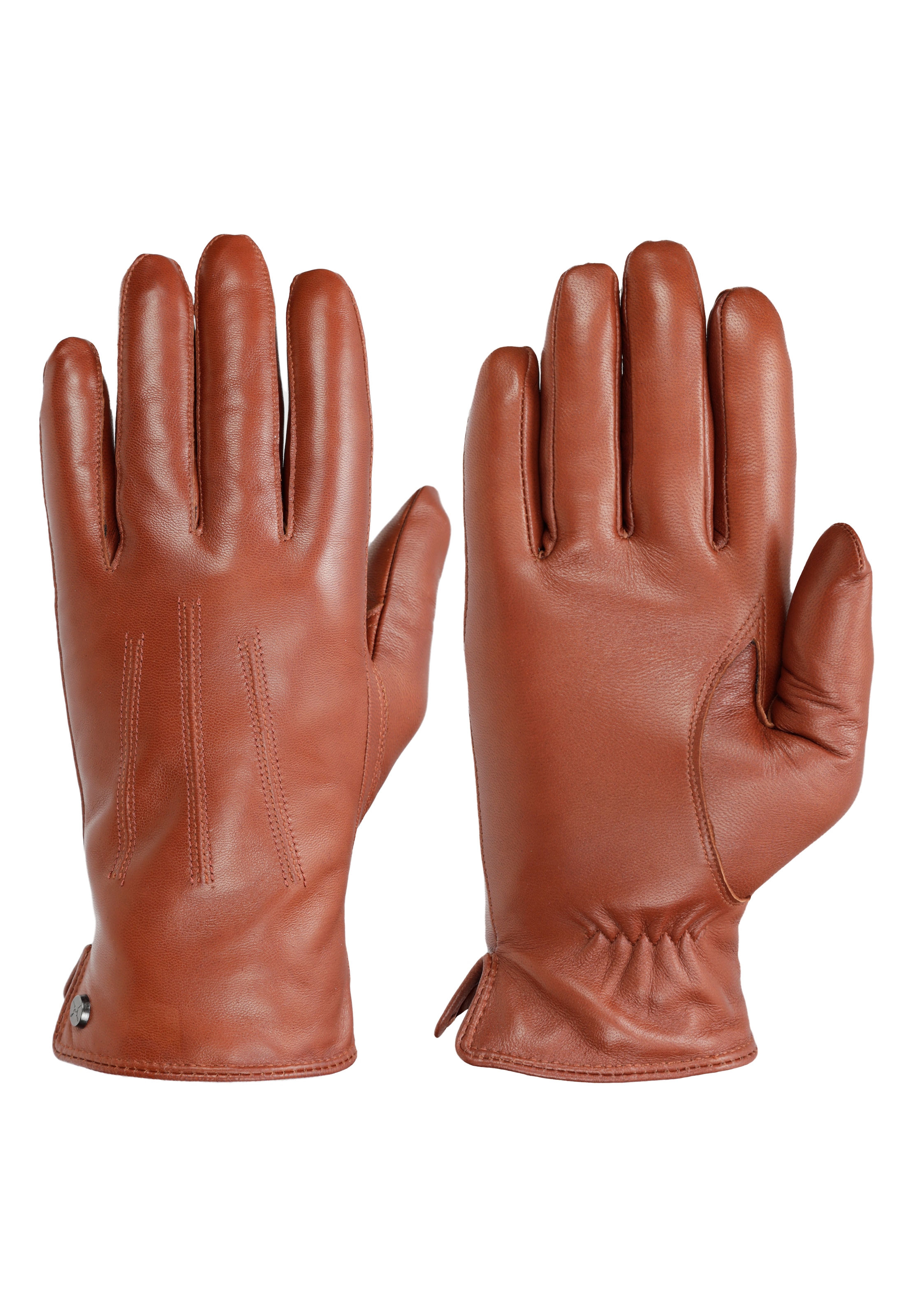 PEARLWOOD Lederhandschuhe »GRAY«, Weiches Innenfutter mit Wollanteil, dekorative Ziernähte,