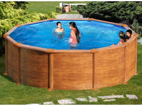 Piscine acier aspect bois Mauritius ronde 3,70 x 1,32 m - Gré