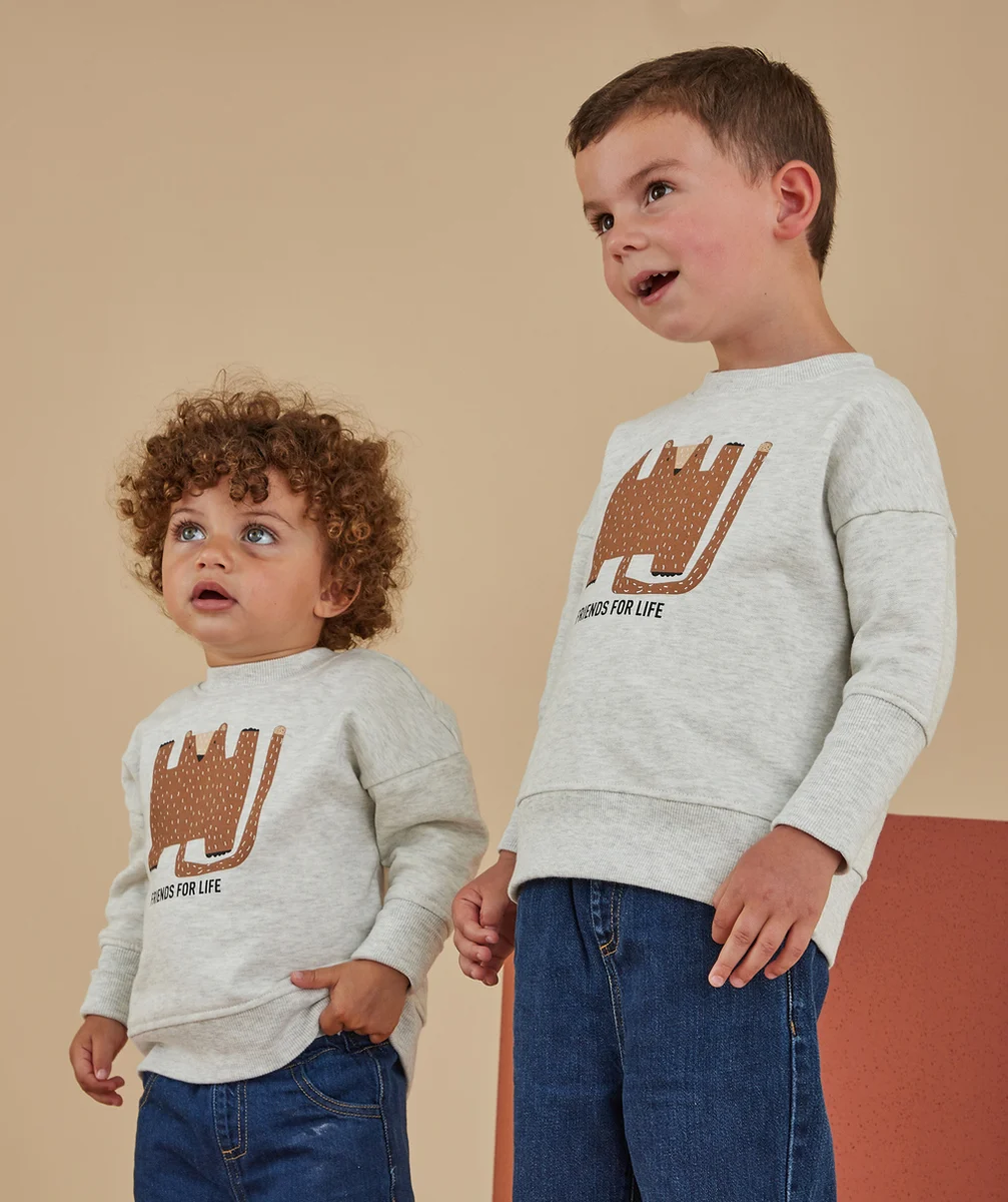 LE SWEAT ÉVOLUTIF ÉCRU CHINÉ EN COTON PIMA