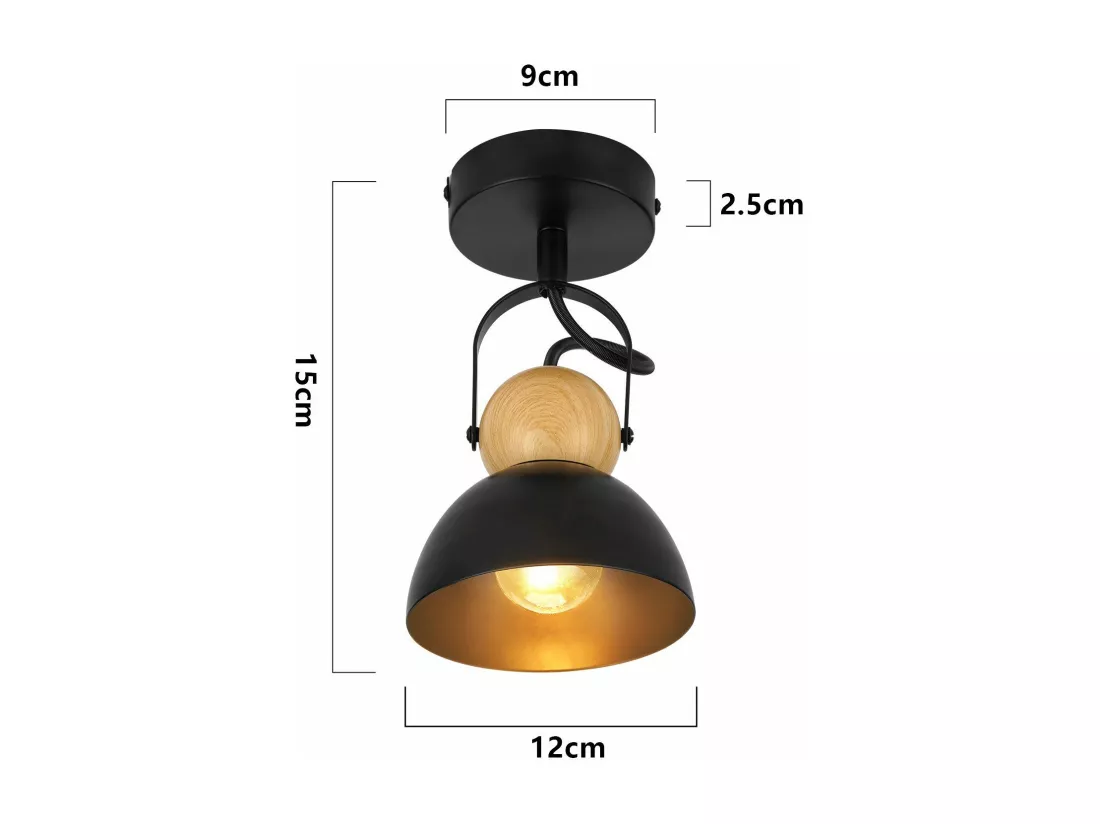 NETTLIFE Spot de plafond vintage noir E27 orientable 350° rétro entrée salon chambre