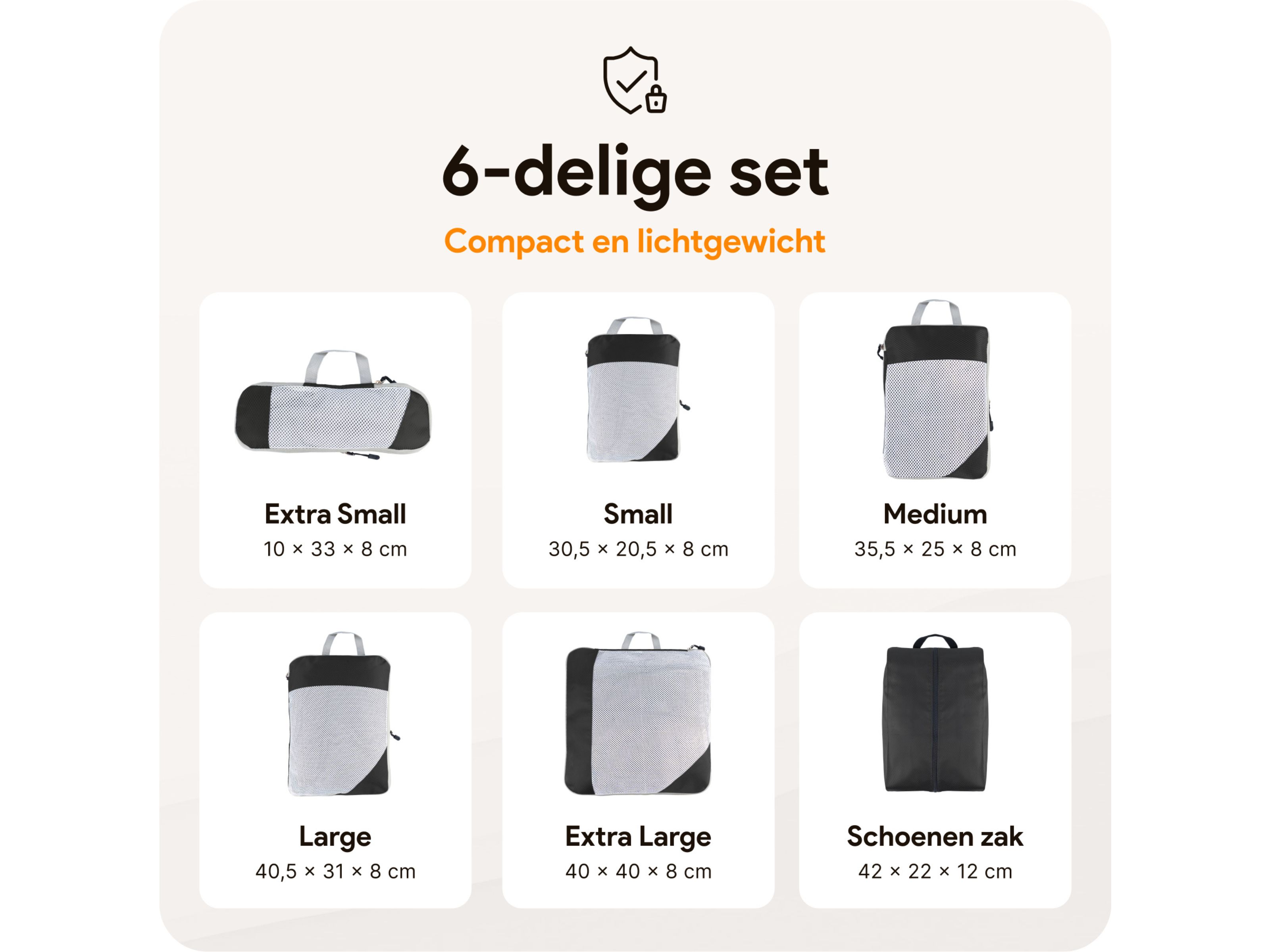 Thousandtravelmiles Black Packing Cubes - Set van 6