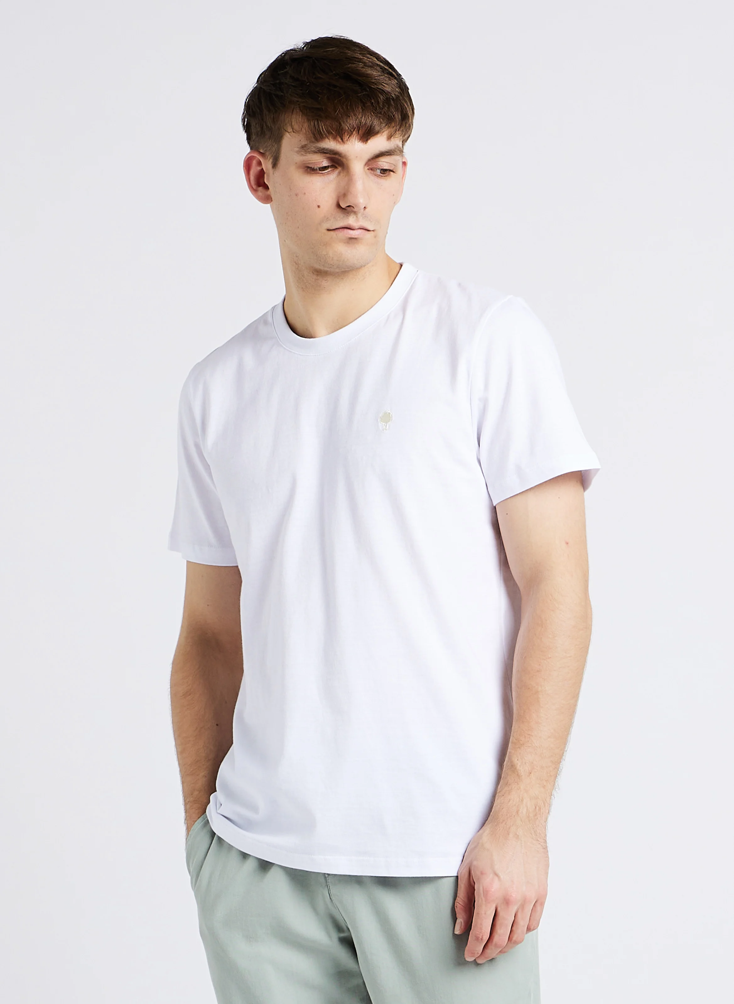 ARCY - Tee-shirt droit col rond en coton mélangé | Blanc