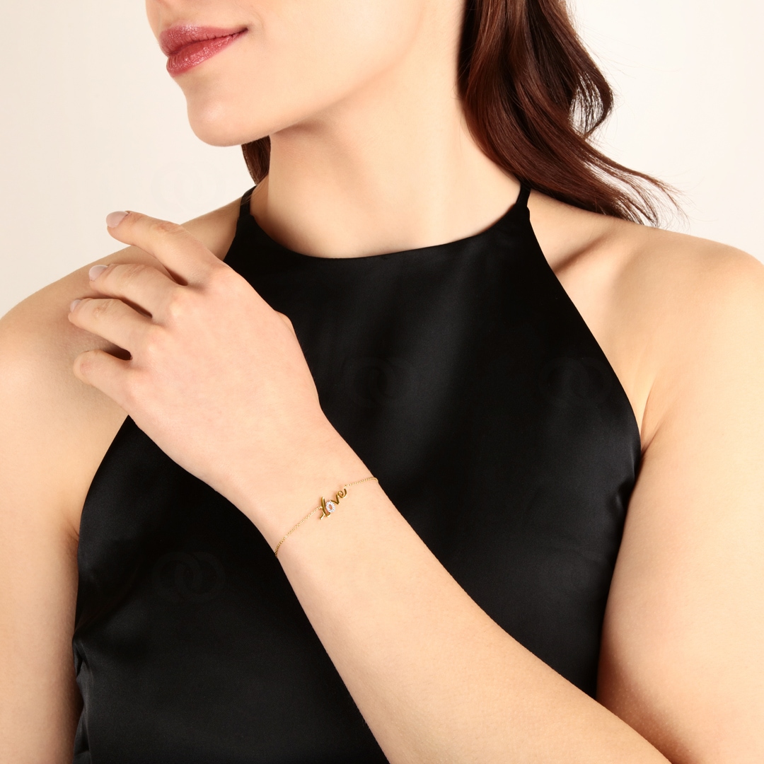 Armband 750/18 K Gelbgold Love mit Diamanten 0.03 ct H/si
