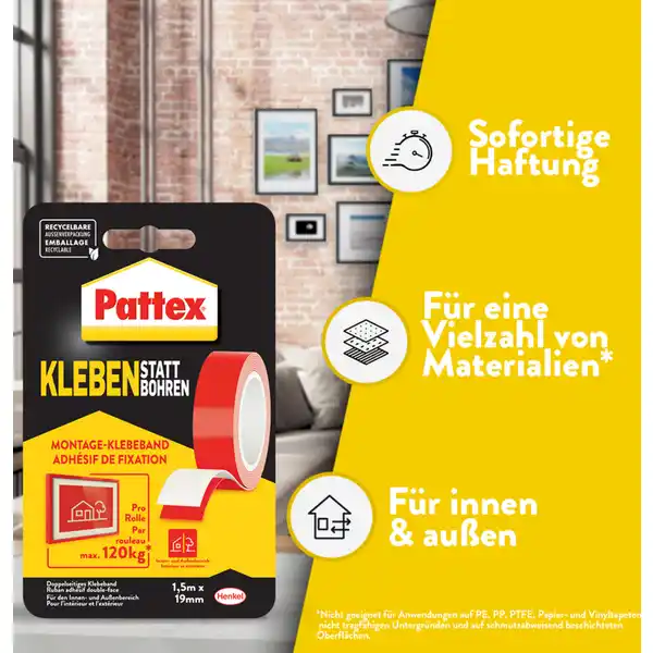 Doppelseitiges Klebeband Kleben statt Bohren
