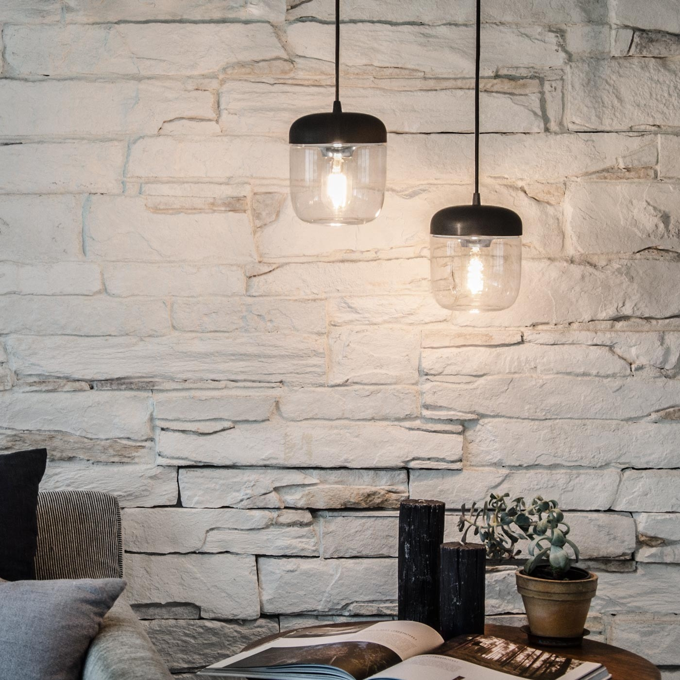 Hanglamp Acorn koordset zwart Brons