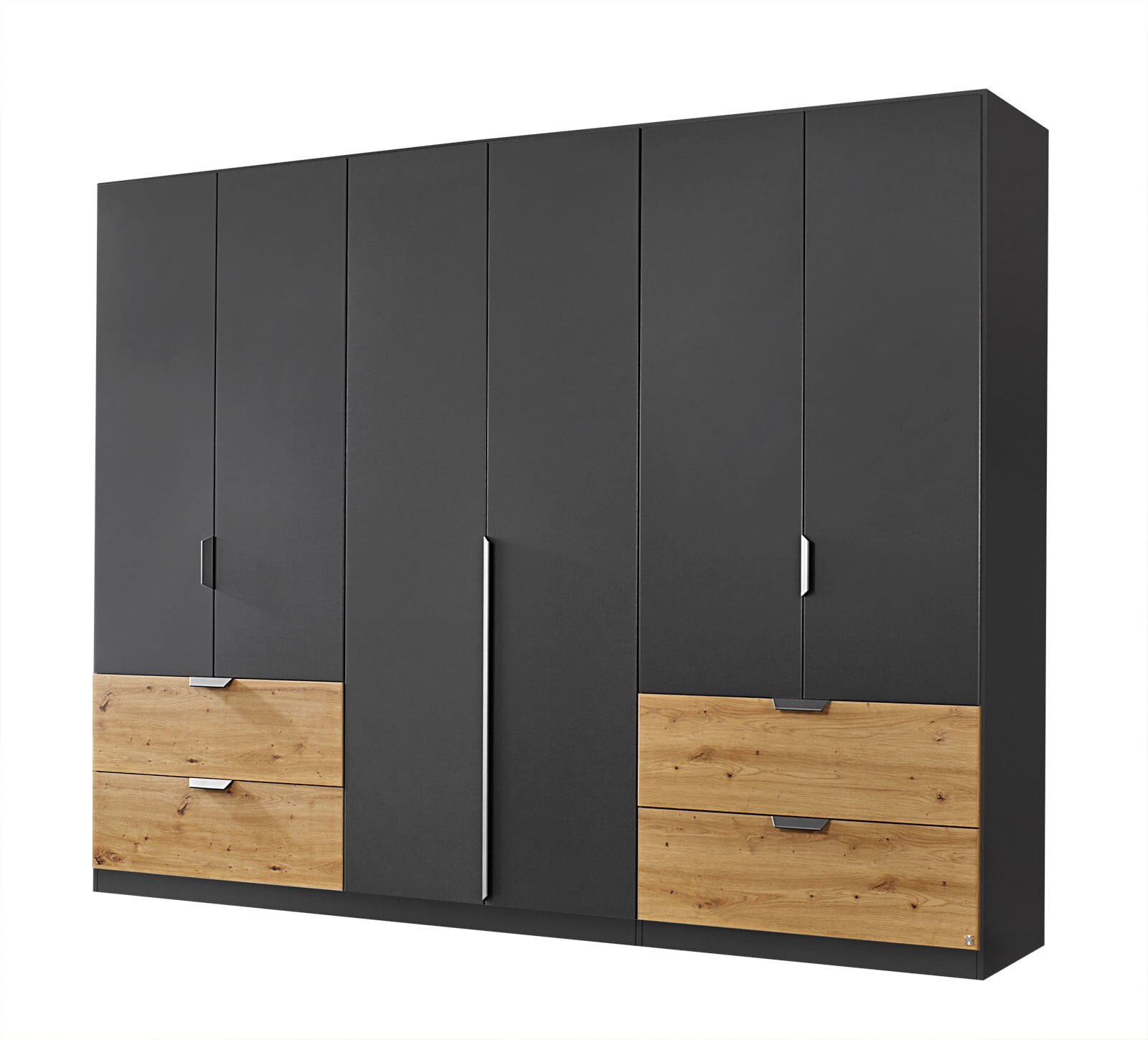 Drehtürenschrank Quadra-Spin B/H/T 271/229/54 cm Gau-Metallic/Eiche Artisan