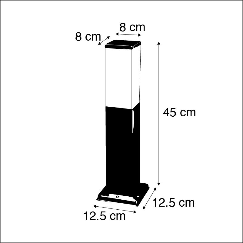 Buitenlamp staal 45cm IP44 - Malios met grondpin en kabelmof