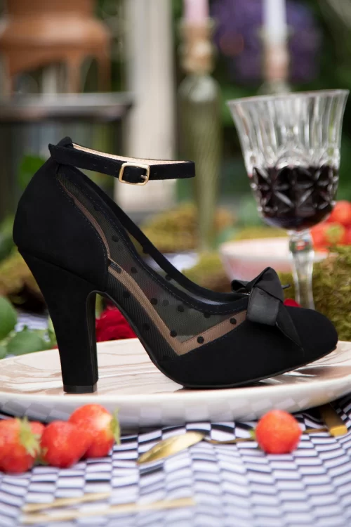 Lola Ramona ♥ Topvintage June Divine Decadence pumps in zwart mesh