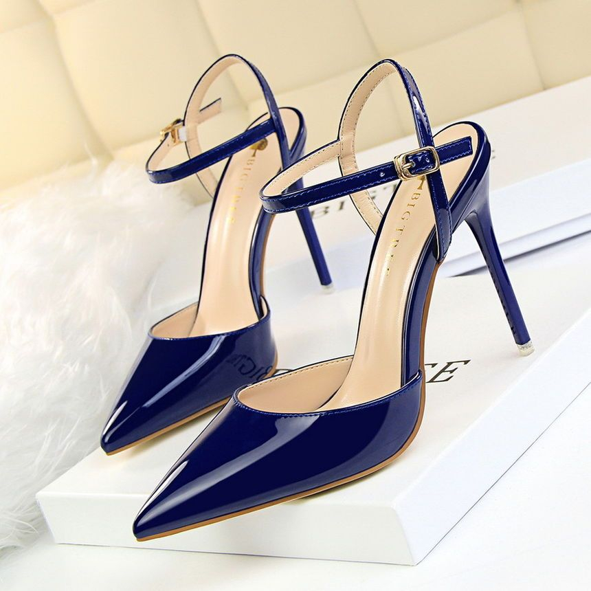 Niuna - Wetlook sandalen met hoge hak