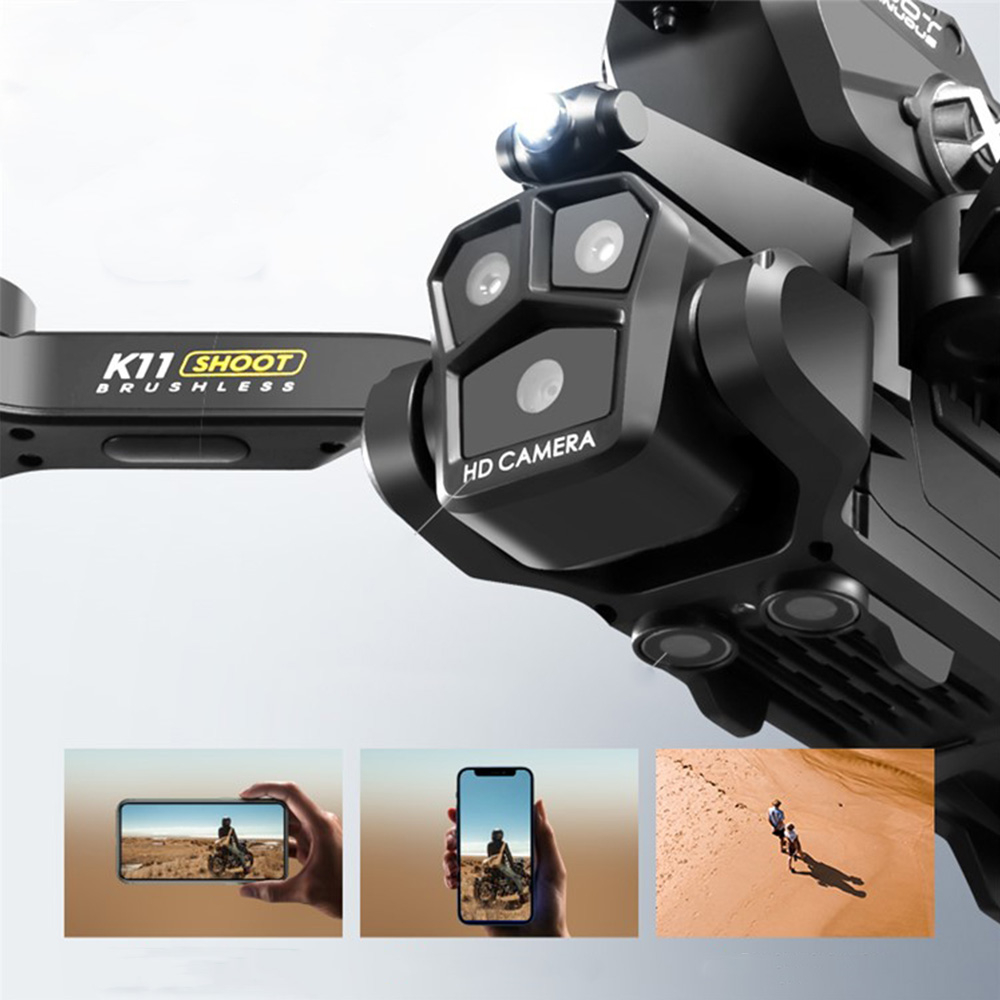 WiFi Faltbare RC Quadrocopter GPS Drohne 3-Linsen HD Kamera Video Live-Übertragung mit Wasserbomben Abwurf   Fernbedienung (iOS/Android) - Schwarz