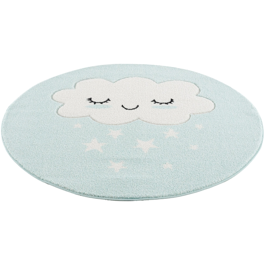 LIVONE Kinderteppich Kids love Rugs WOLKE Rund mintweiss