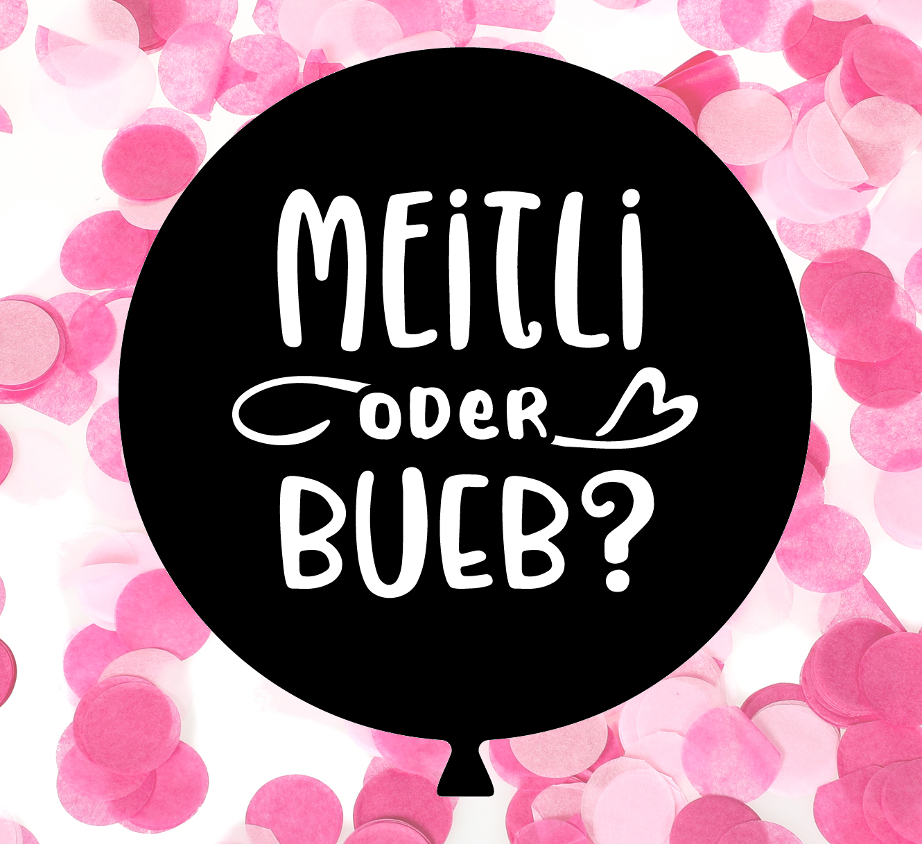 (Ø60cm) Gender Reveal Party Ballon Baby Shower Luftballon mit Rosa Konfetti - Meitli
