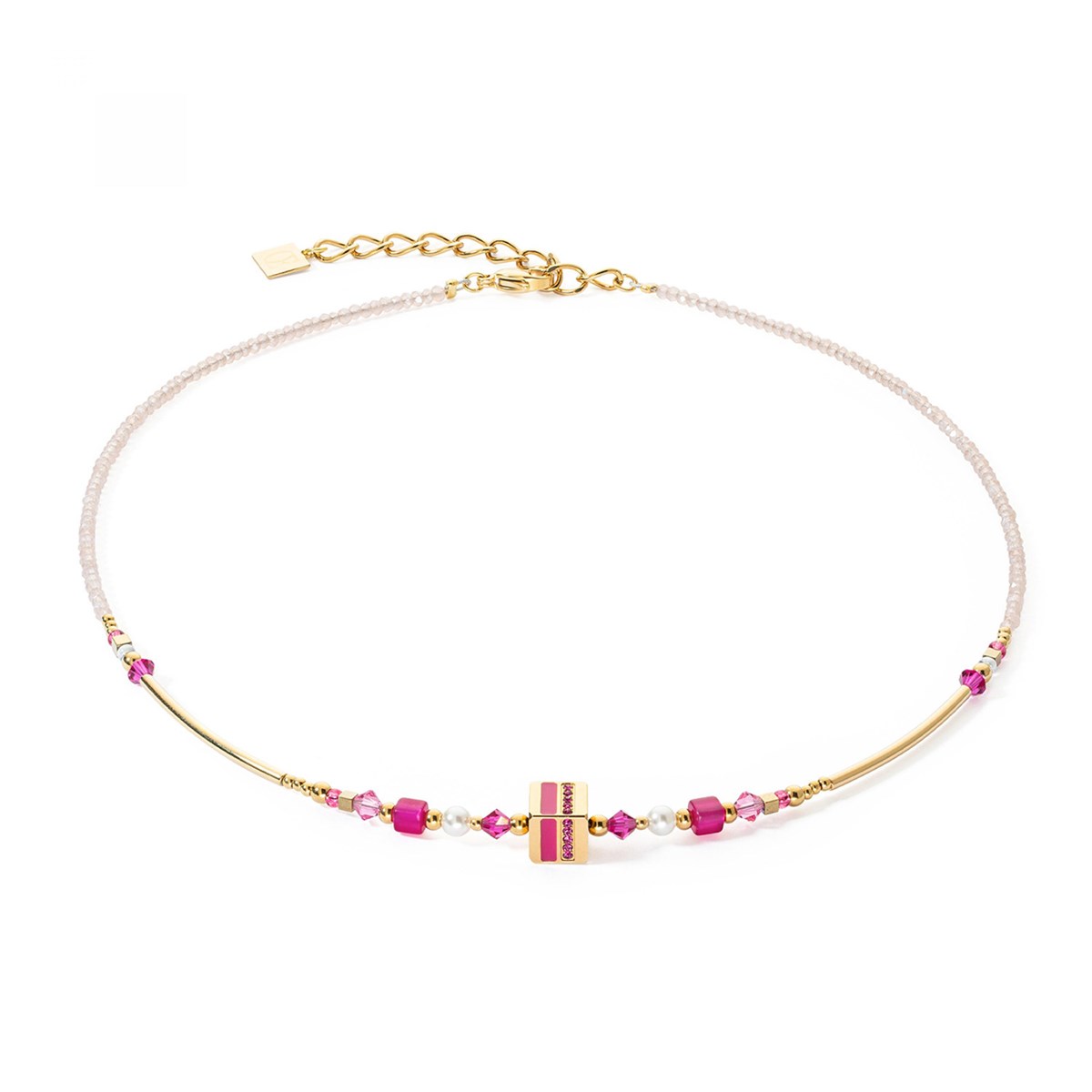Collier Coeur de Lion  Square Stripes dorémagenta