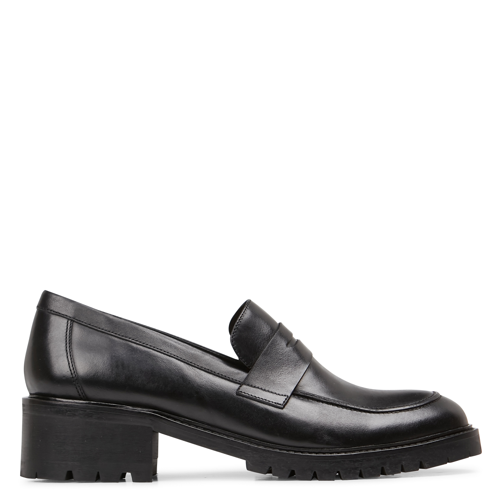 AUBREE - Mocassins à talon en cuir | Noir