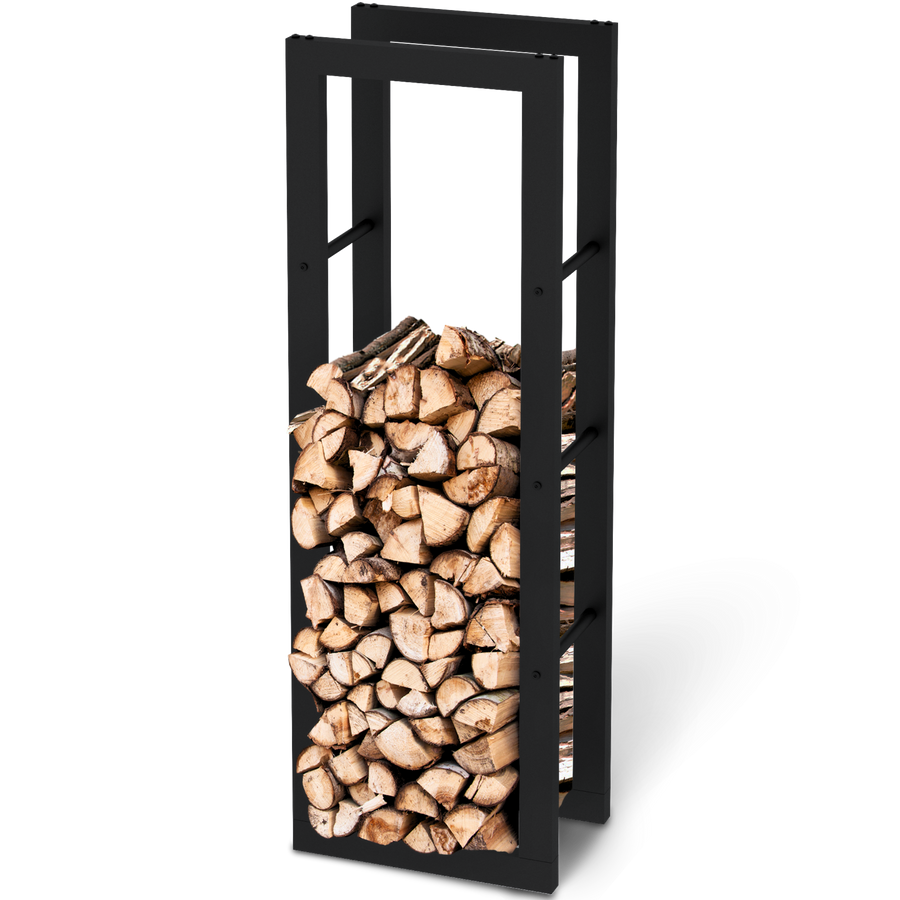 holz4home Haardhoutrek 125x25x40cm Gemaakt van Metaal Zwart Inclusief Ovenwant