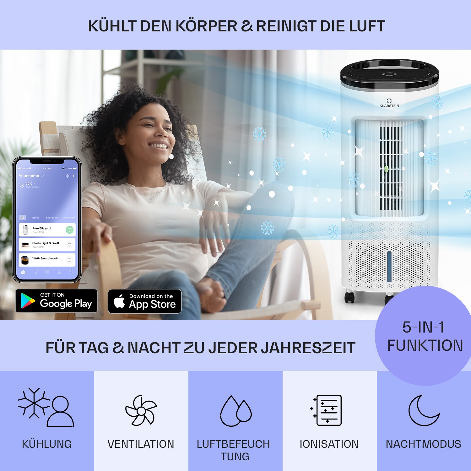 IceWind Plus Smart 4-in-1 Luftkühler Ventilator App-Steuerung