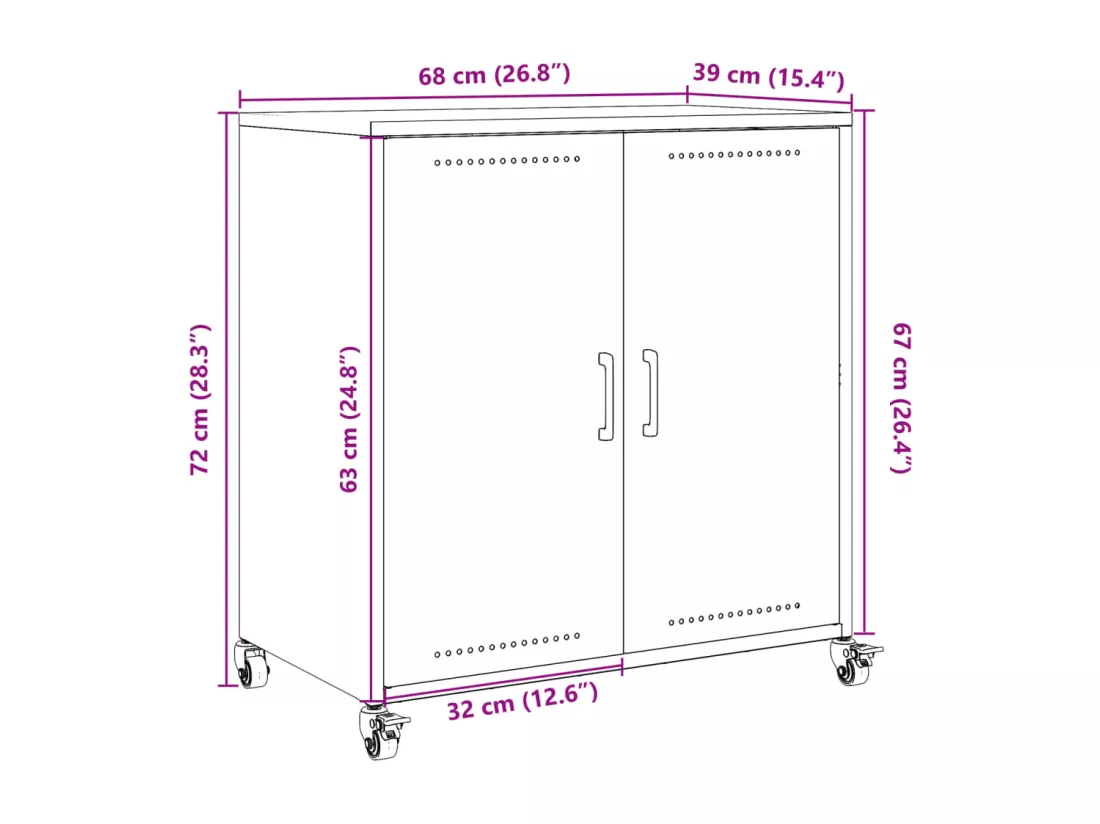 Buffet jaune moutarde 68,5x39x72 cm acier