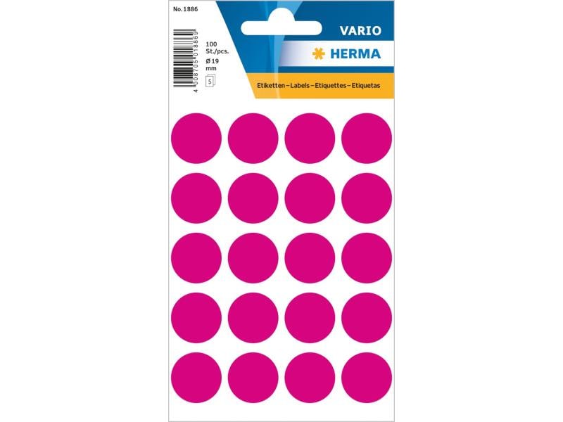 Herma Stickers Klebepunkte Vario Ø 19 mm, Pink Markierungspunkte Sticker
