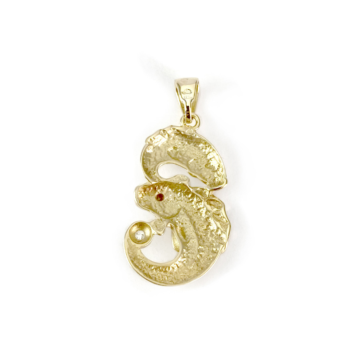 Pendentif poisson d'occasion or 750 jaune diamant
