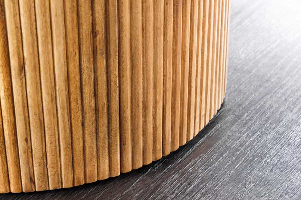 Design Esstisch TRES CHIC 140cm weiß Marmorplatte rund braun Mangoholz