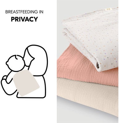 Hauck Cuddle N Clean Musselinteppe 3-Pakk, Beige Dots/Cork/Beige