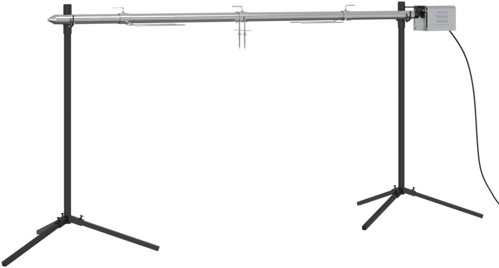 vidaXL Barbecue Automatique et Moteur Acier Inoxydable 150x46,5x82,5cm, Gril, Gril Fumeur, Gril extérieur, Gril à Charbon de Bois, Gril électrique