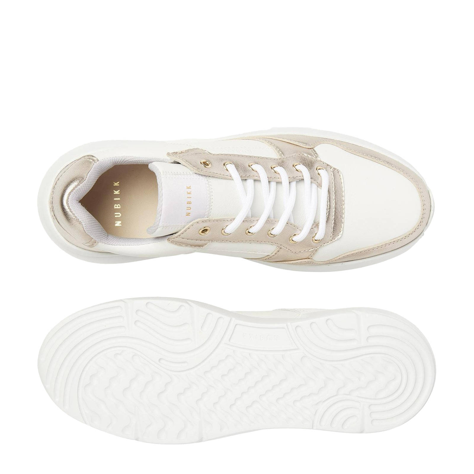 Nubikk leren sneakers wit/goud