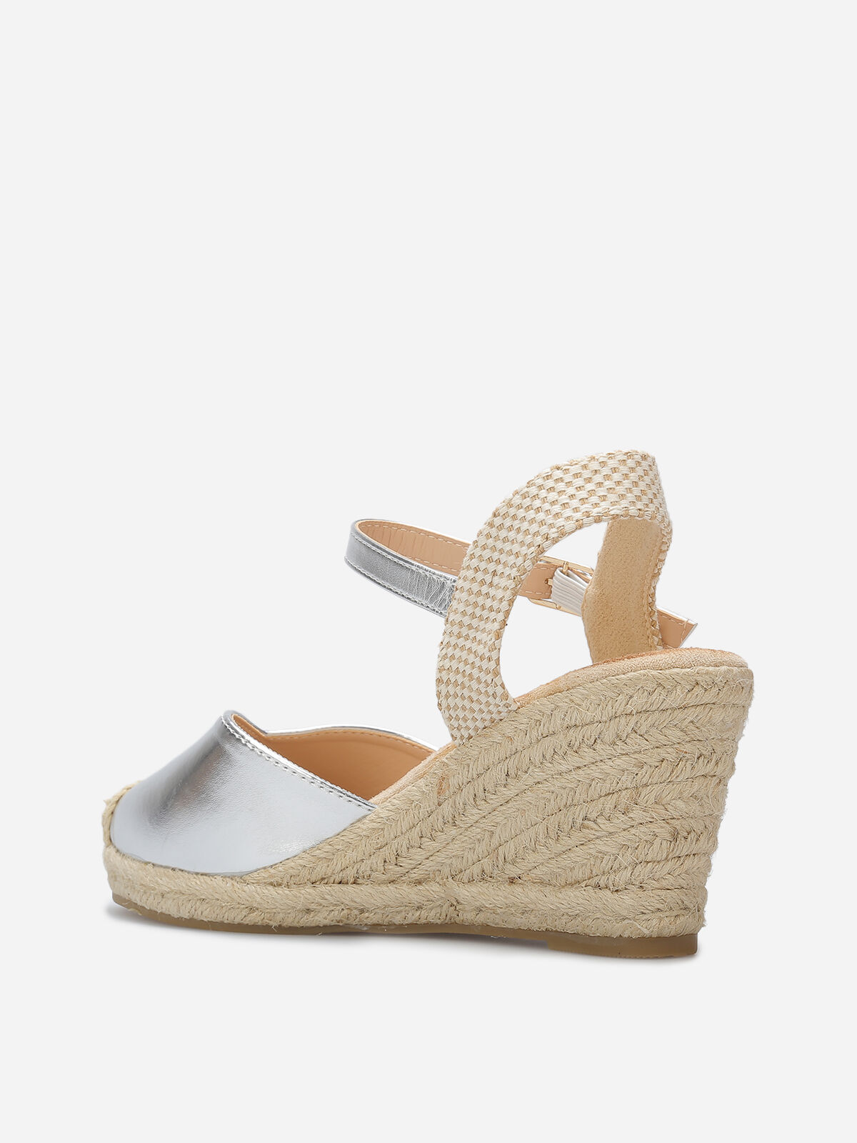 Espadrilles compensées en simili- Argenté