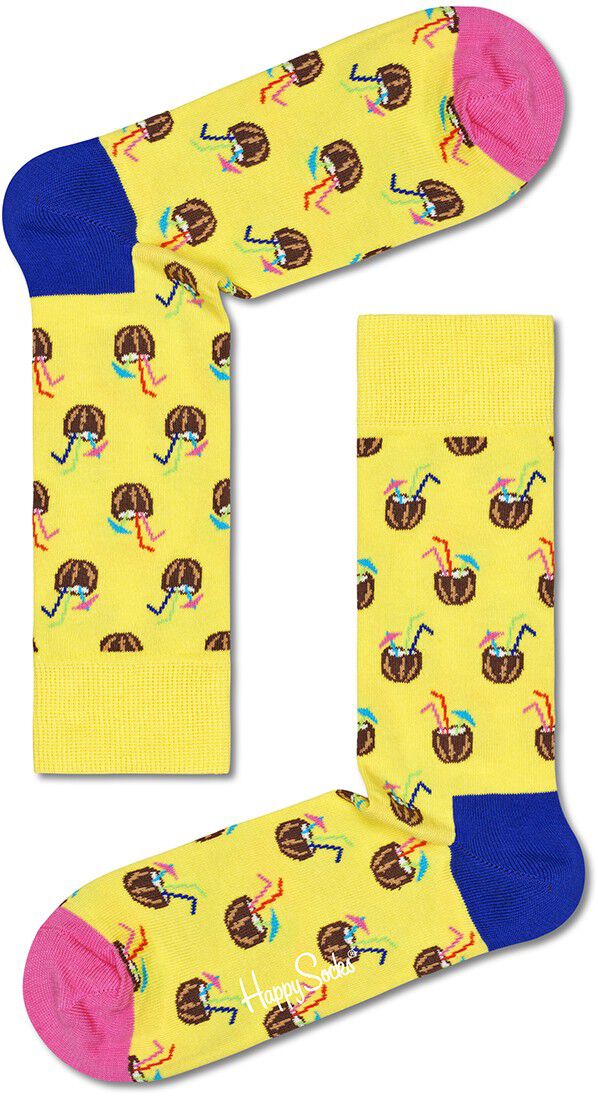 Happy Socks Cocunut Cocktail Sock geel