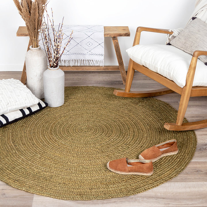 Jute vloerkleed - Fair Rond Groen