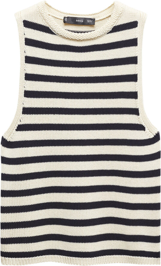 MANGO Round-neck knitted top Navy