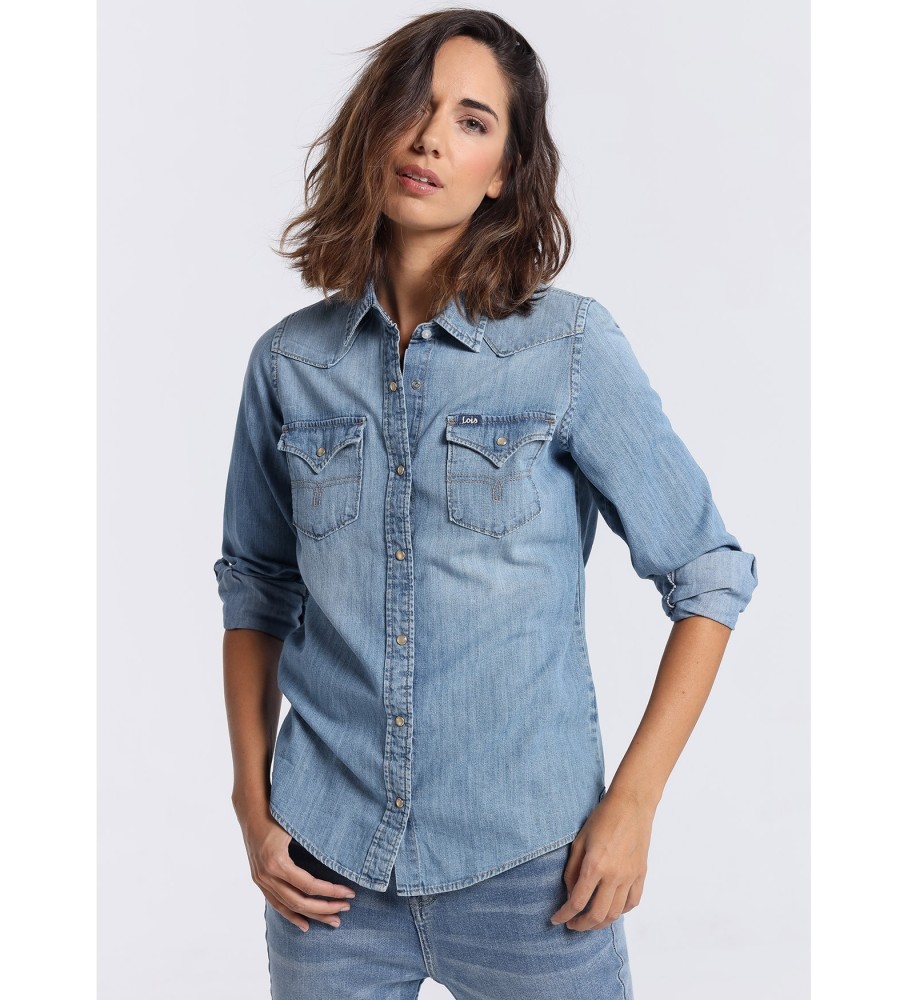 Camisa jeans de manga comprida Lois Blue