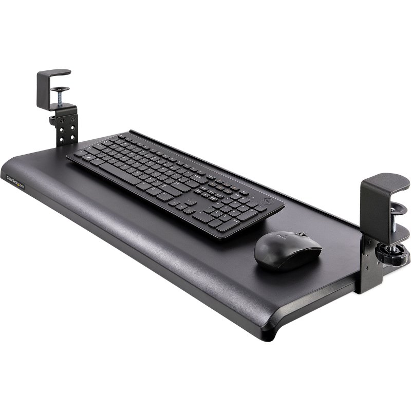 StarTech.com Support Clavier Coulissant Sous Bureau - Support Clavier Ergonomique à Pince en C - Tiroir Clavier Coulissant, Jusqu'à 12kg - Tablette Coulissante, Clavier et Souris - Porte Clavier (100/120 ou 140mm)