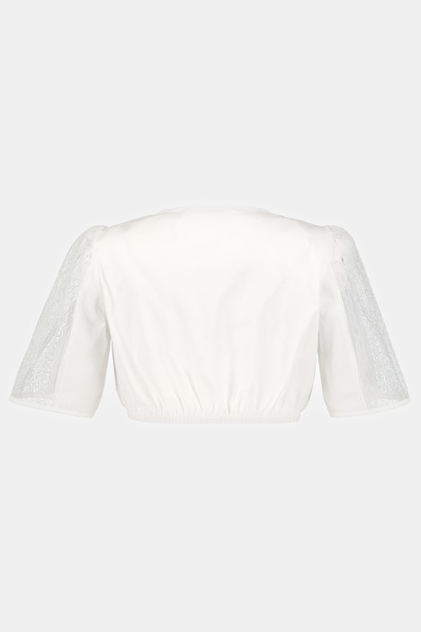 Dirndlbluse, Spitzendetail, Rundhals, Halbarm