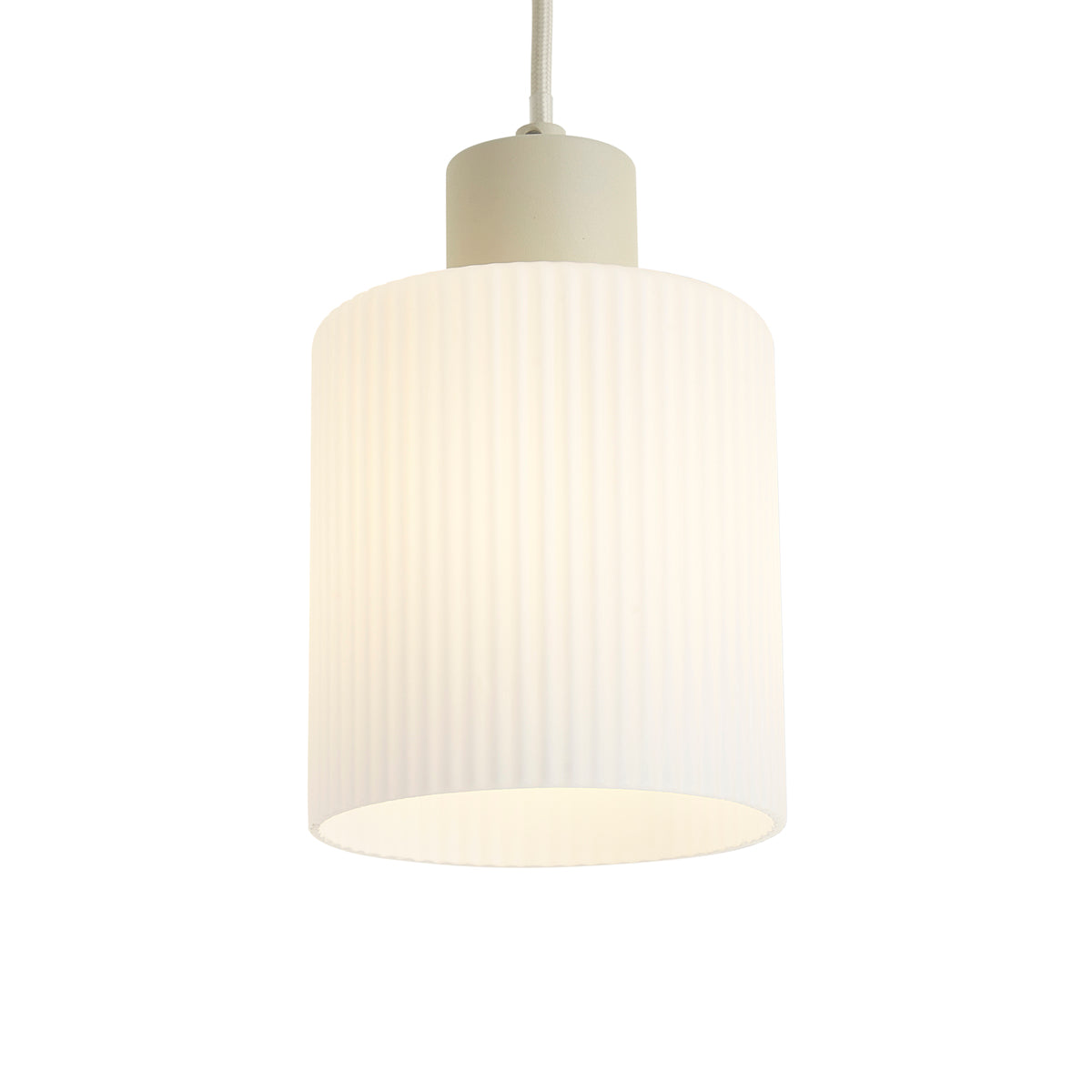 QAZQA Scandinavische hanglamp beige met wit glas 3-lichts - Wisp