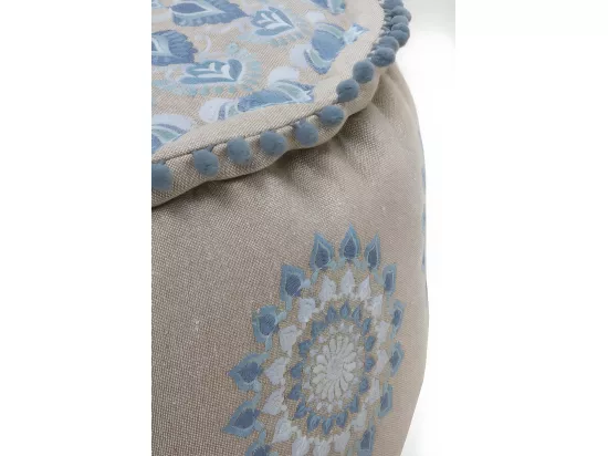 Pouf rond en textile diamètre 55 cm coloris lin
